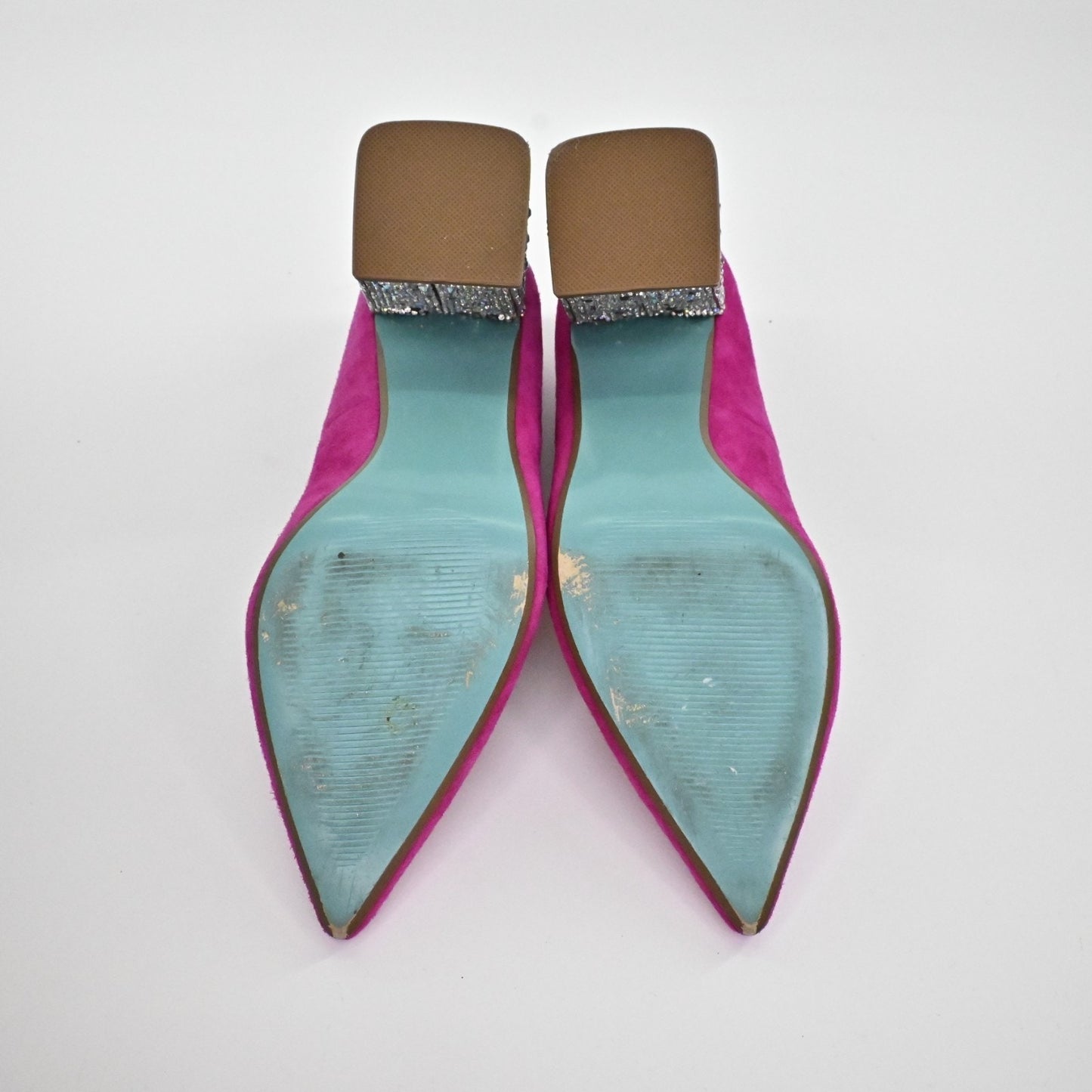 Betsey Johnson Womens Paige Suede Leather Heels Size 6.5M Pink Rhinestone Pumps