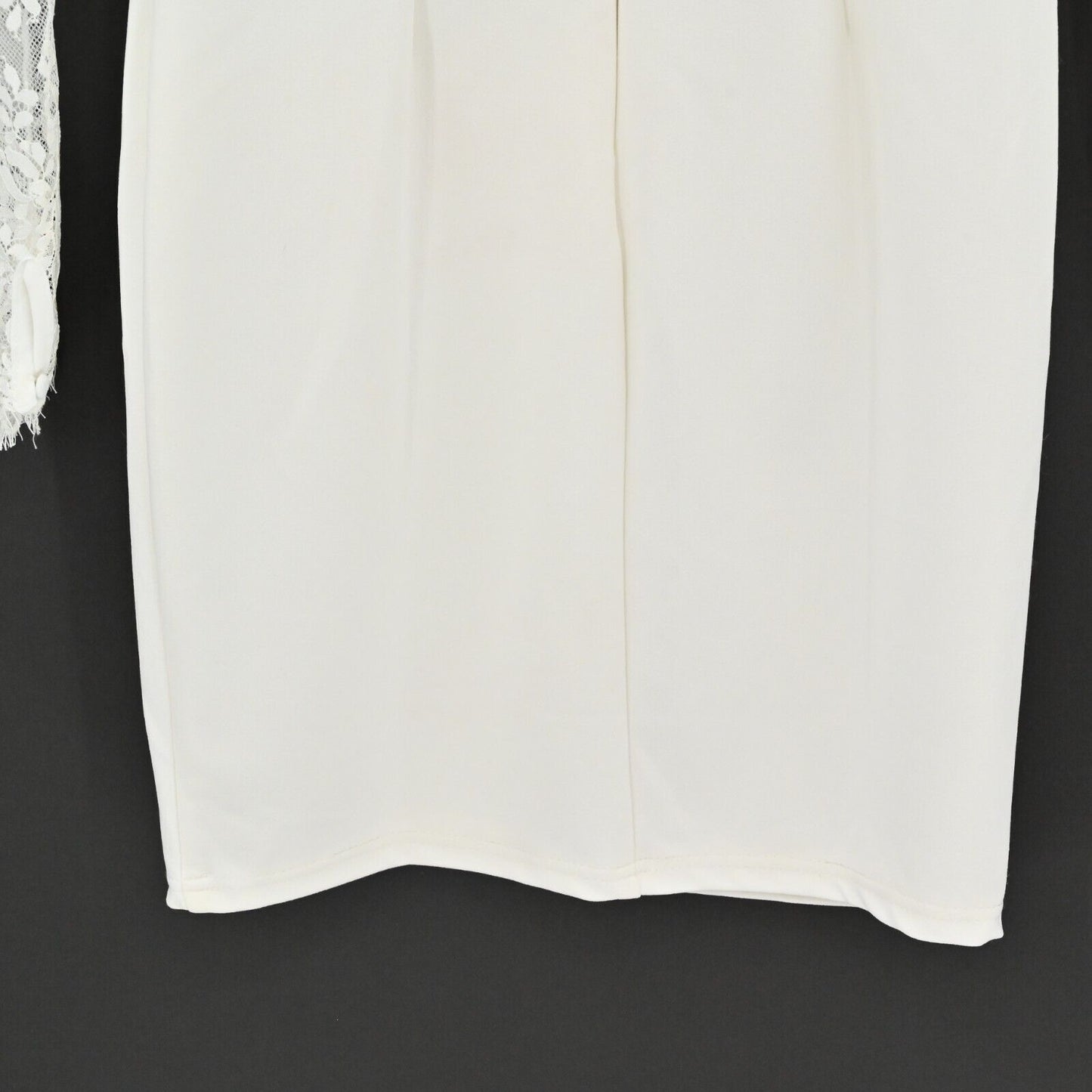 LULUS Dress Womens Size S Ivory Lace Sleeves High Neck Bodycon Bridal Party NEW