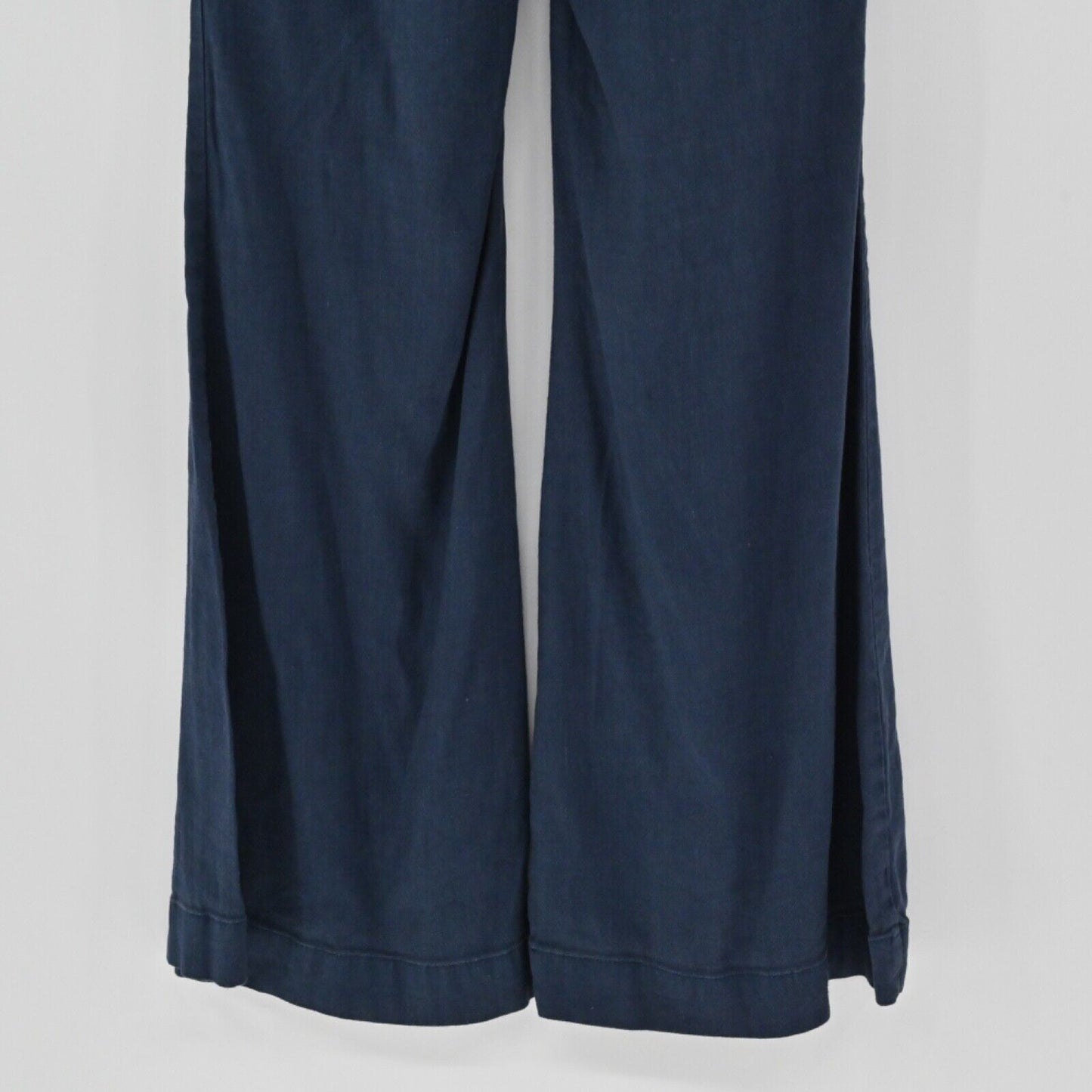 ANTHROPOLOGIE Pants Womens Size 4 Navy Blue Linen Blend Low Rise Flare Wide Leg