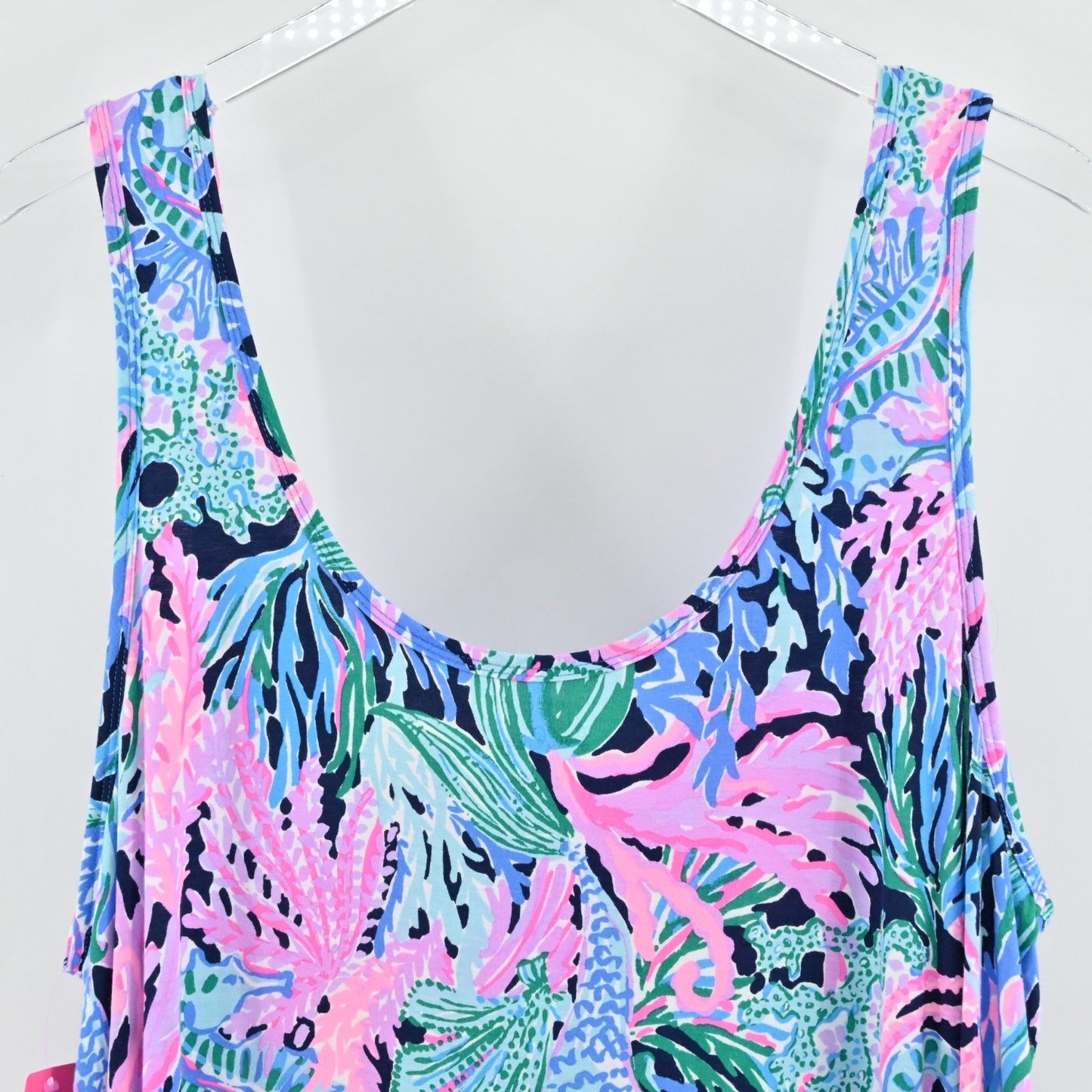 Lilly Pulitzer Womens Ruffle PJ Tank Size XXL High Tide Navy Bringing Mermaid