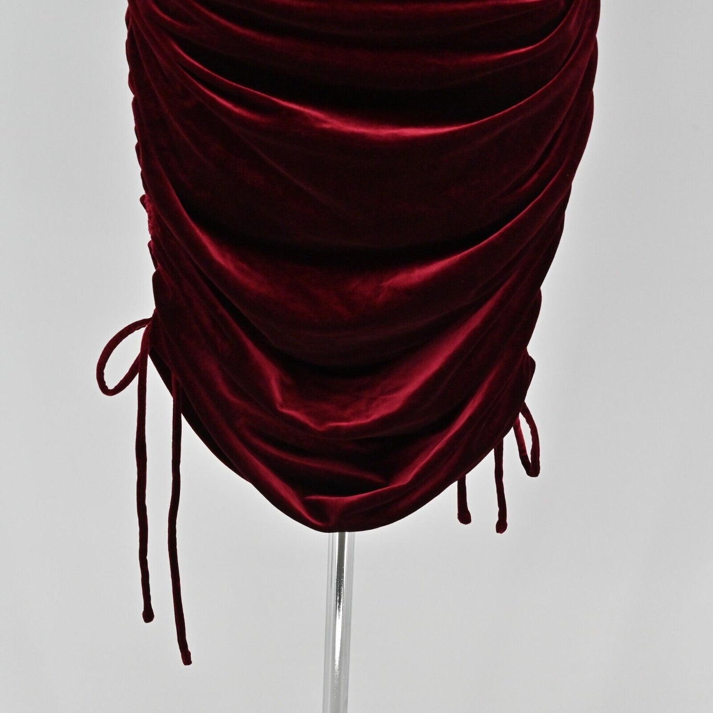 HOUSE of HARLOW Dress Womens Size L One Shoulder Velvet Ruched Side Garnet Red