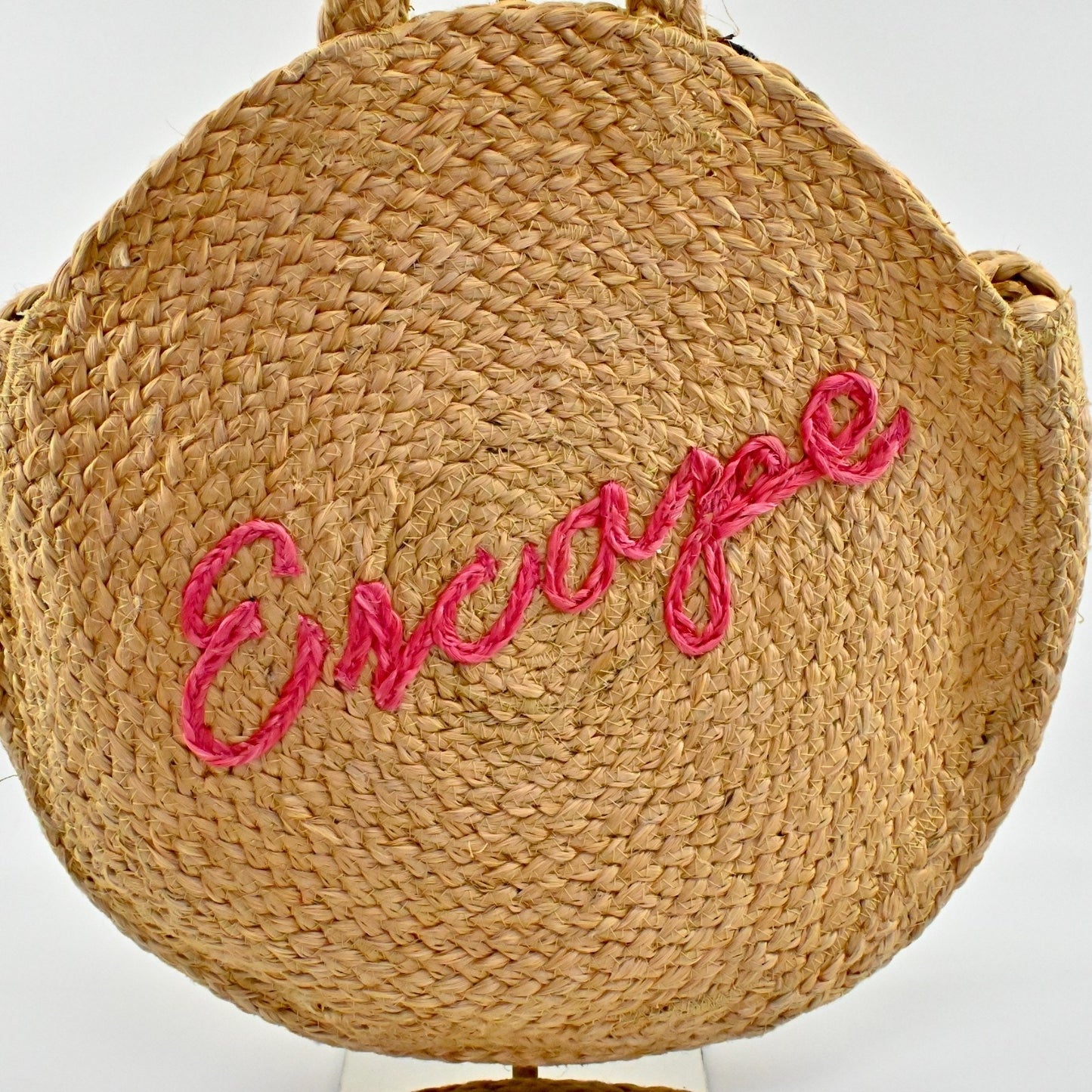 Shiraleah Natural Woven Jute Bag Pink Escape Vacation Beach Casual Circle Tote