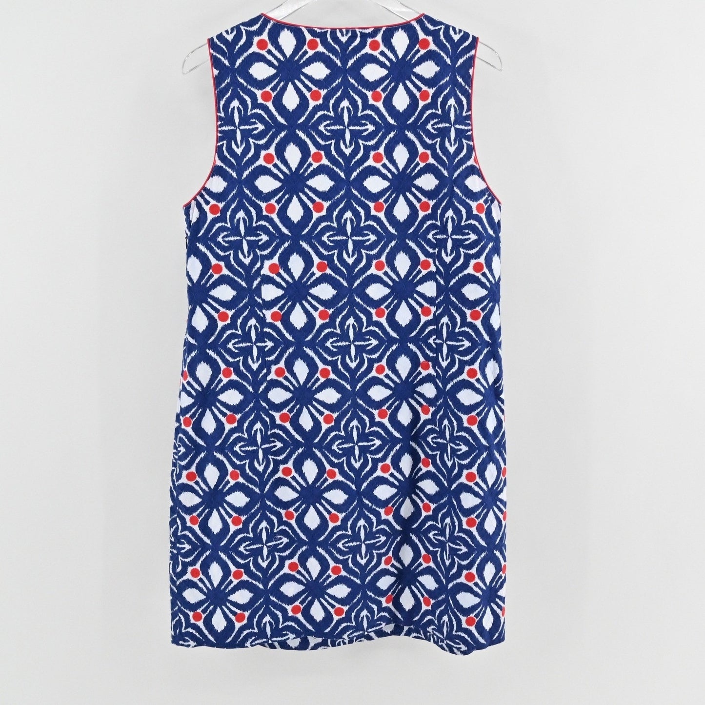 Vineyard Vines Whale Tail Tile Dress Size 14 Sleeveless Blue Red Floral Ikat