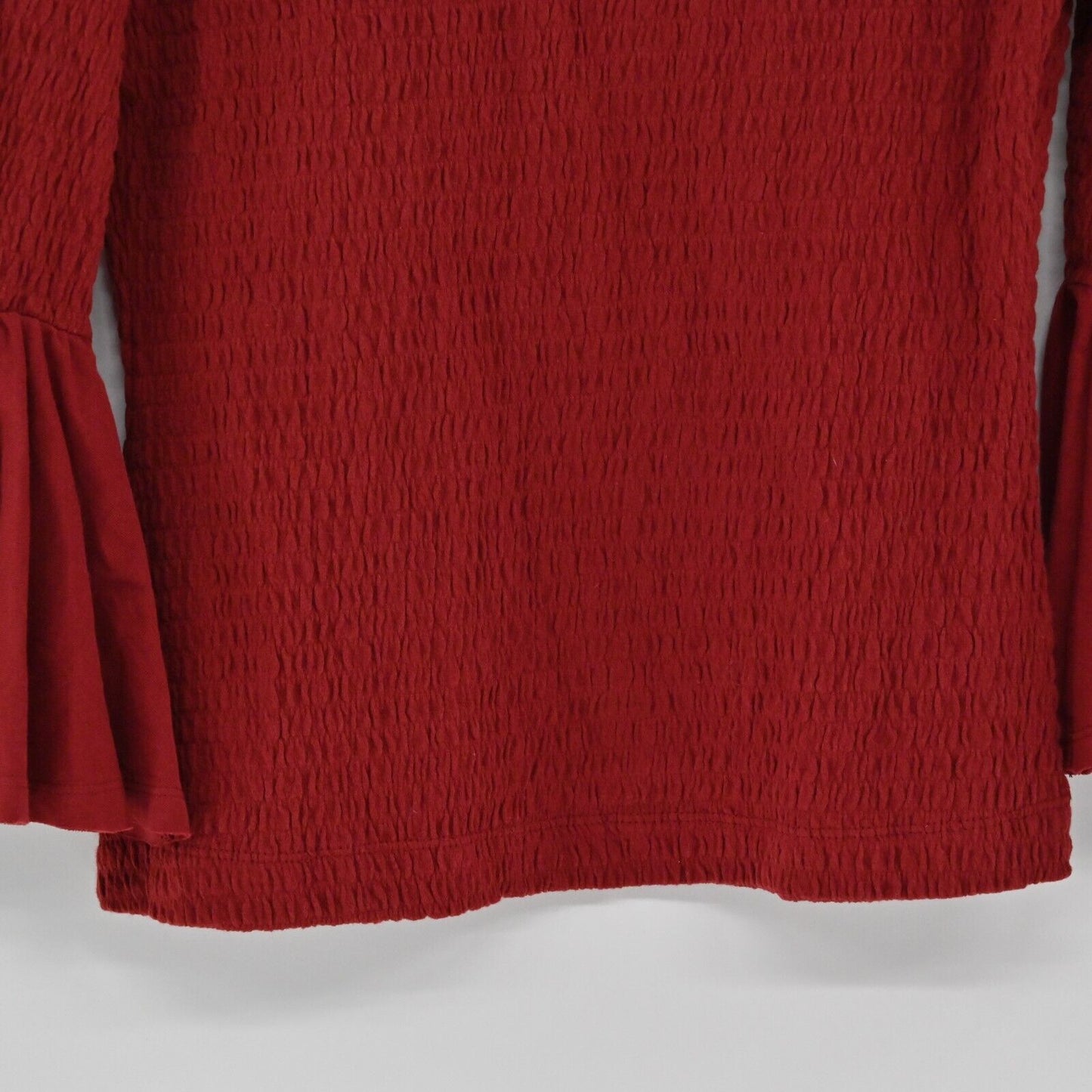 ANTHROPOLOGIE Top Womens Size M Smocked Bell Sleeve Scoop Neck Stretch Blouse