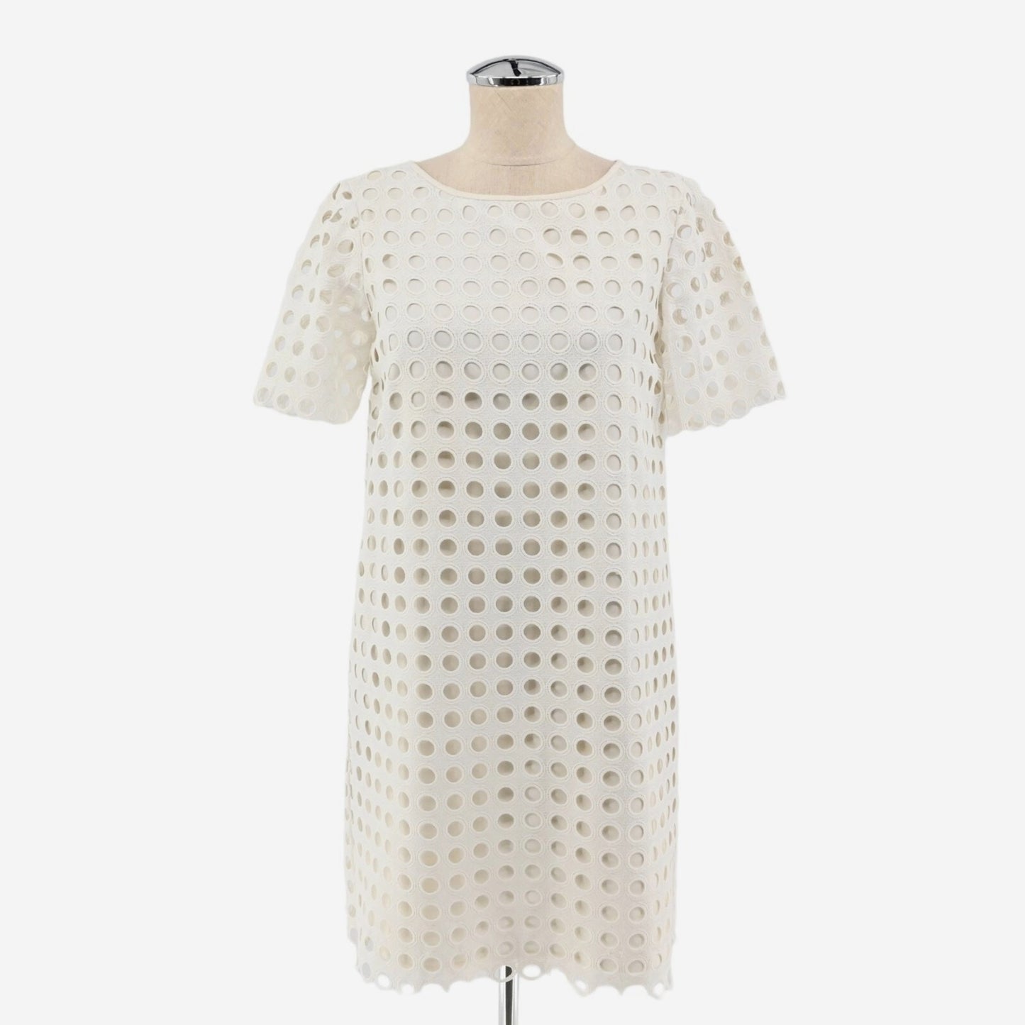 Catherine Malandrino Courtney Dress Size 0 White Eyelet Summer Shift Minimalist