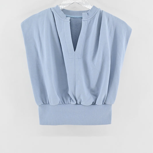 3.1 Phillip Lim Womens Sleeveless French Terry Top Size S Dream Blue Split VNeck