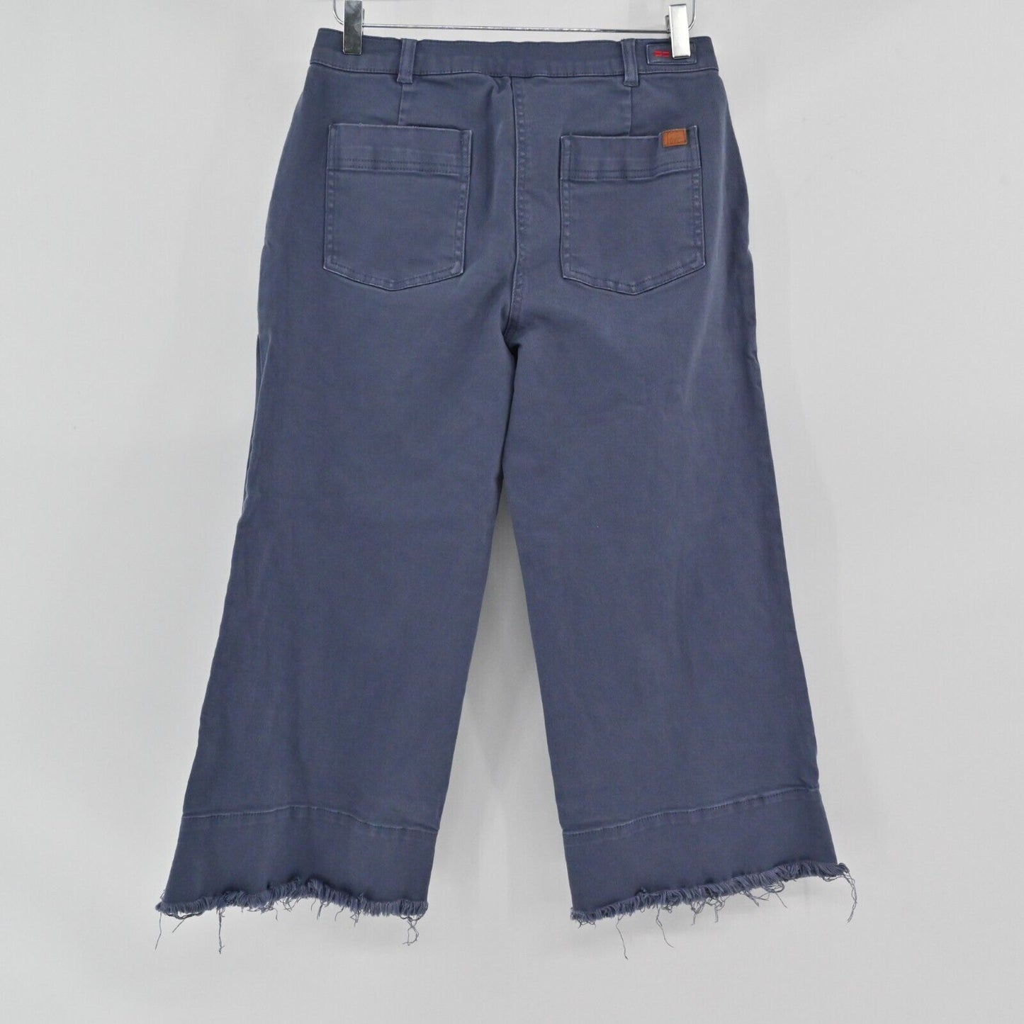 PEACE LOVE WORLD Jeans Womens Sz 8 Cropped Wide Leg Twill Blue Denim Zip Pockets