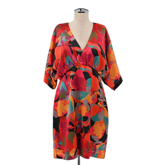 AIDAN MATTOX Dress Womens Size 12 Floral Printed Short Kimono Sleeve VNeck Multi