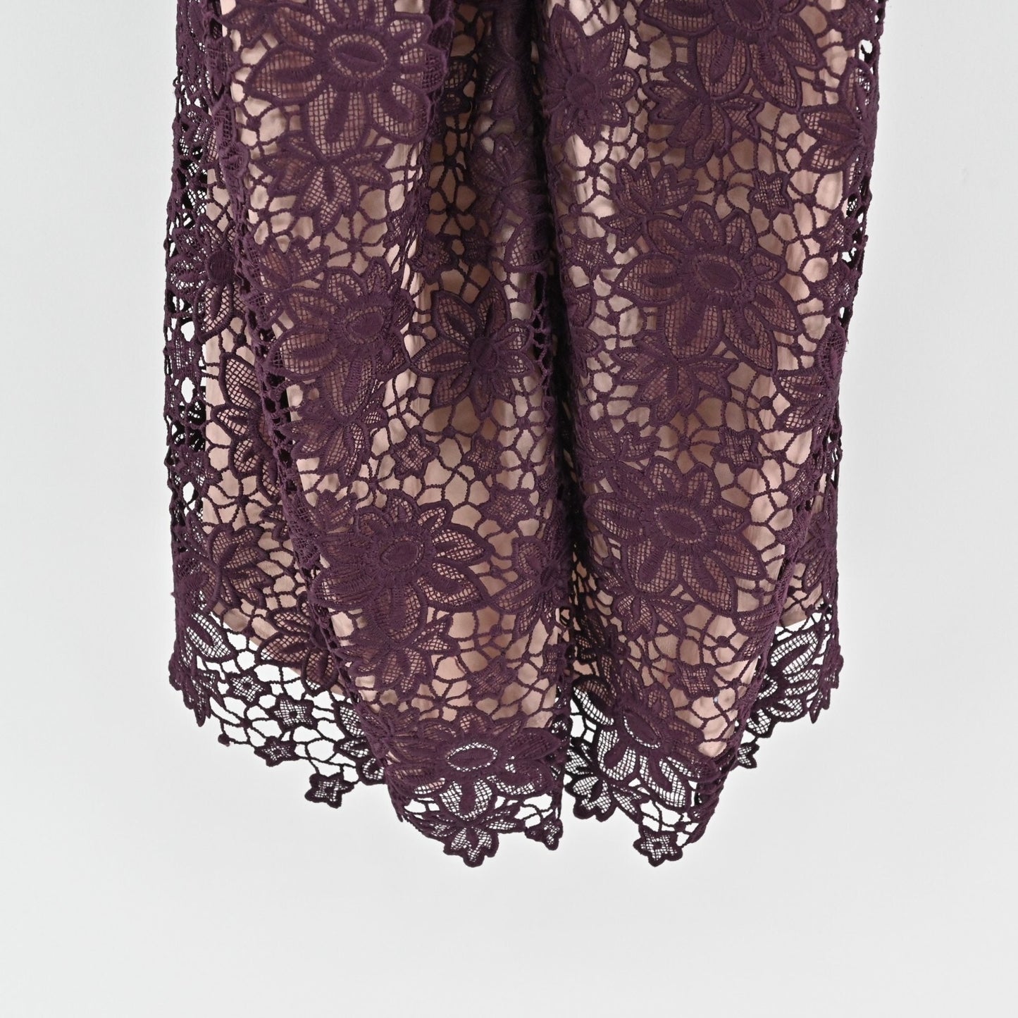 STYLESTALKER Revolve Dress Sz S Plum Rosale Floral Lace Sleeveless Cutout Hi Low