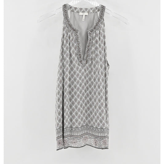 Joie Womens Astor Silk Sleeveless Top Size S Beaded Embroidered Gray Boho Tunic