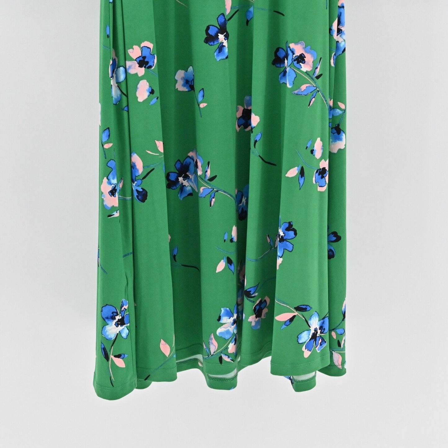 ELIZA J Dress Size 14 Green Floral V Neck Long Sleeve Tie Belt Faux Wrap Midi