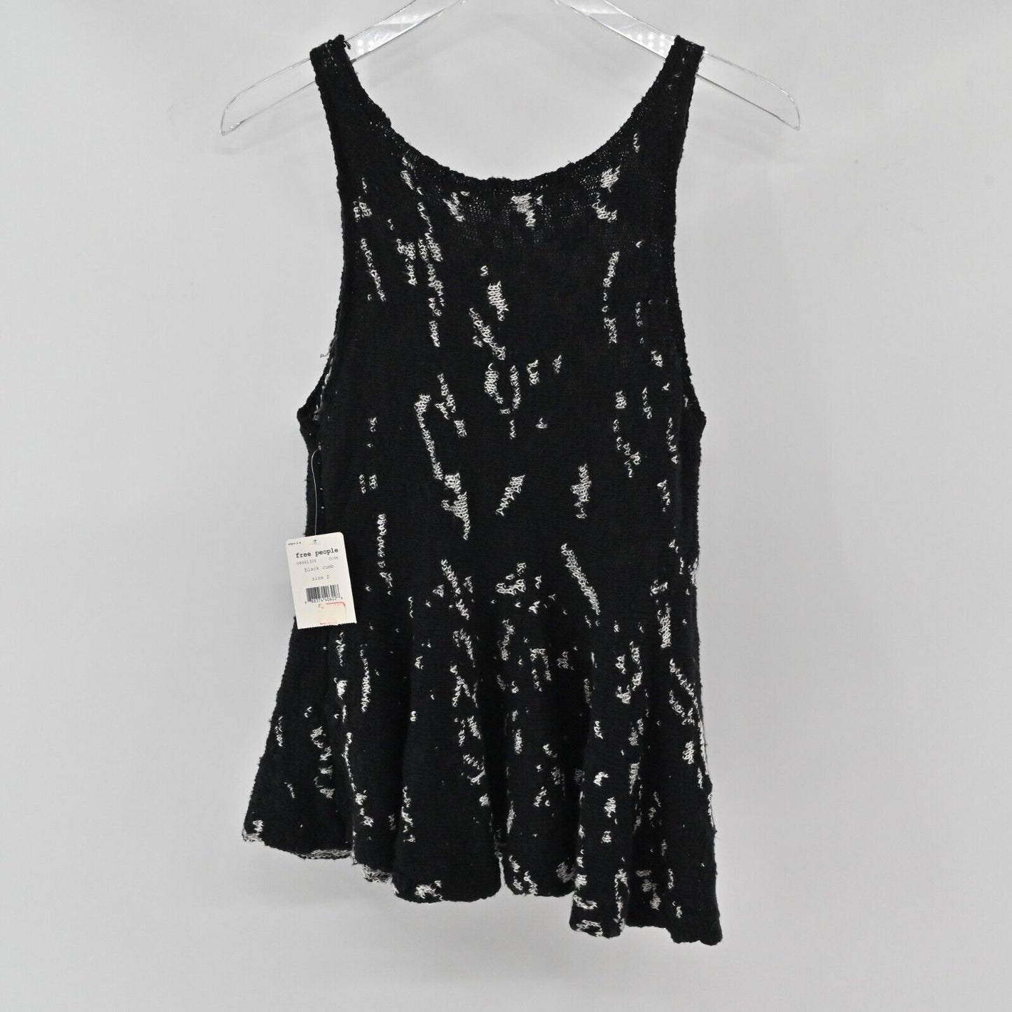 FREE PEOPLE Sweater Tank Womens Size S Side by Side Peplum Knit Black Combo Boho