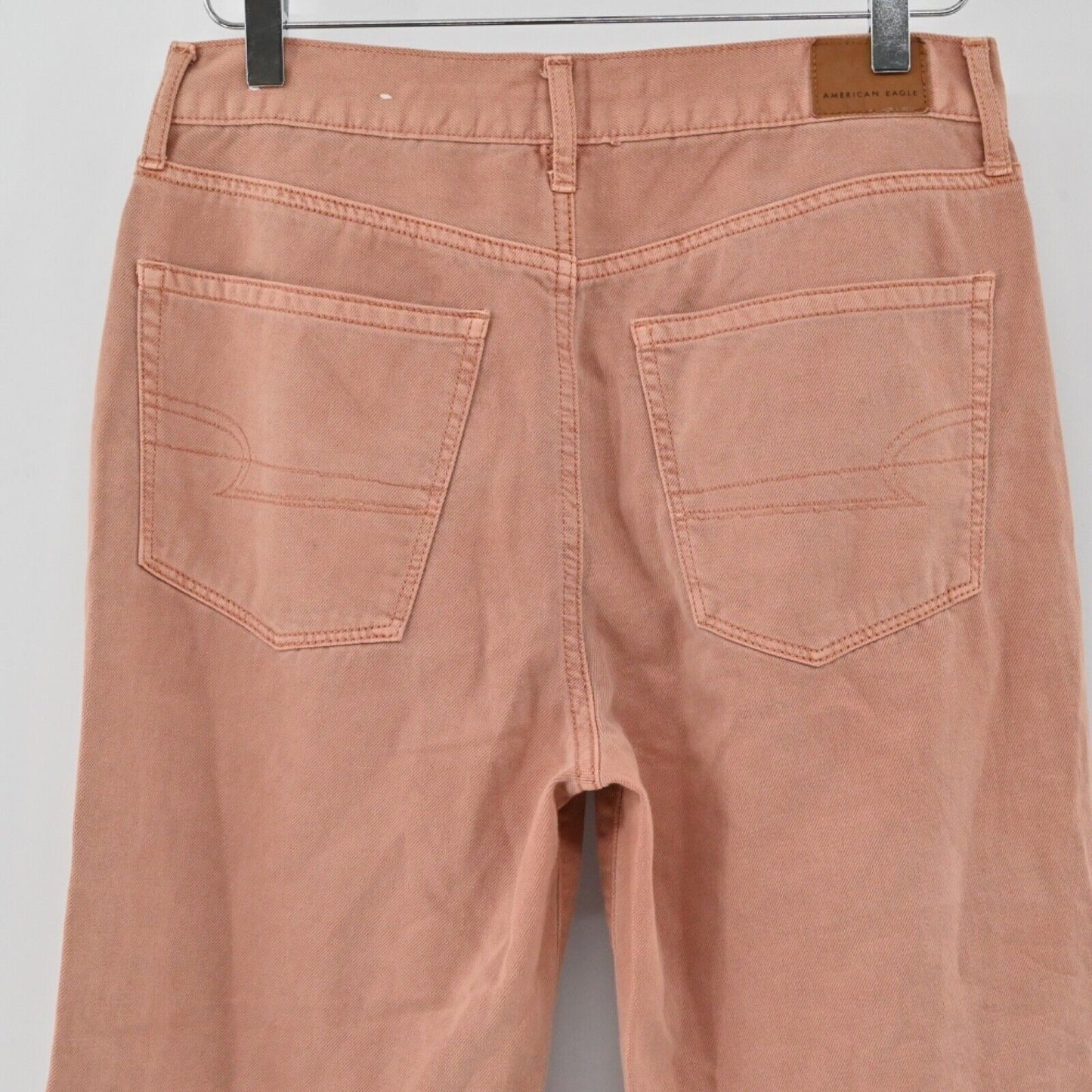 AMERICAN EAGLE Jeans Womens Sz 6 Blush Pink High Rise Wide Leg Crop Raw Hem Boho