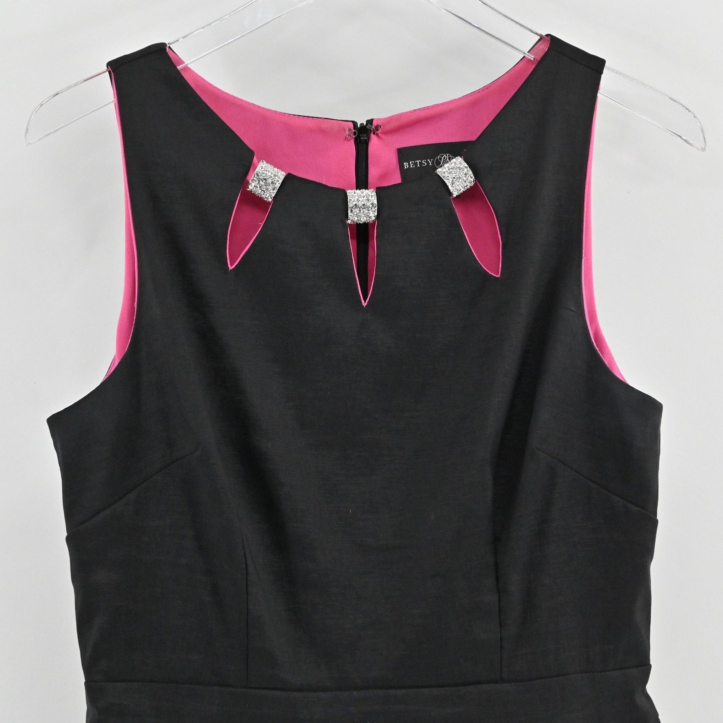 Betsy Adam Fit Flare Dress Size 12 Black Embellished Whimsigoth Cocktail Party