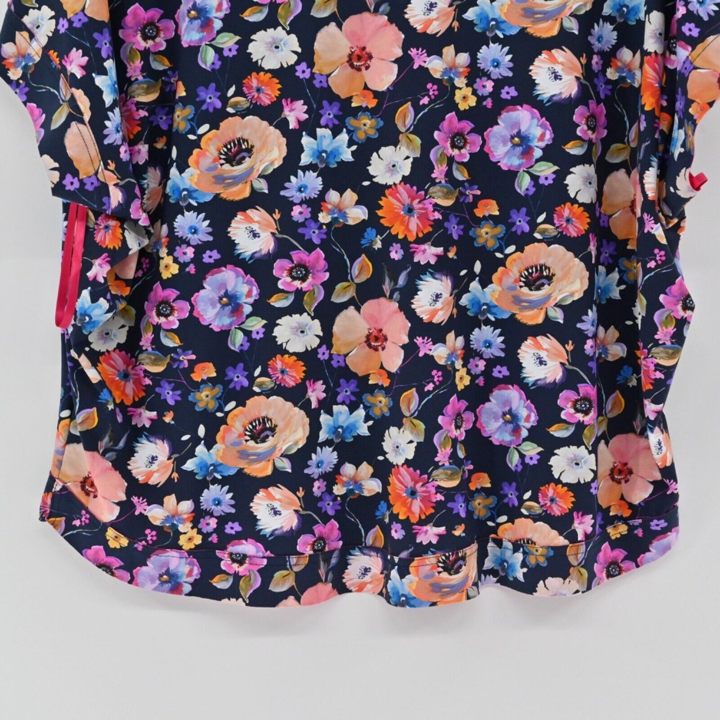 CHIARA BONI Top Womens Size M Navy Blue Floral Dolman Short Sleeve Preppy Boho