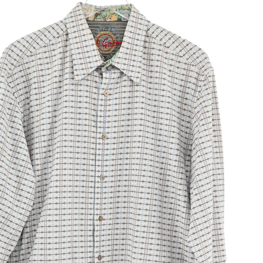 ROBERT GRAHAM Shirt Mens Sz XL Printed Dress Geo Cotton Silk Button Office FLAW