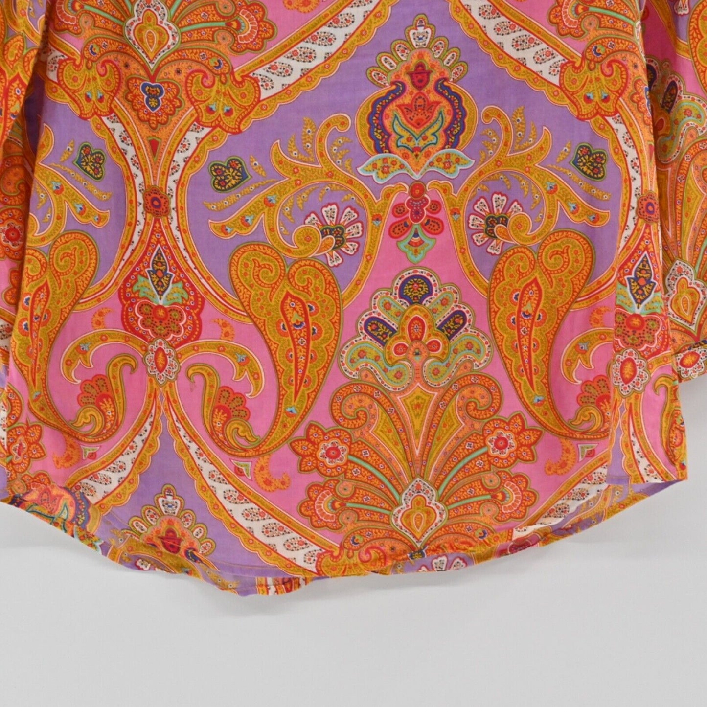 Vtg LAUREN RALPH LAUREN Top Womens Sz XS Paisley Cotton Ruffle Peasant Boho 00s