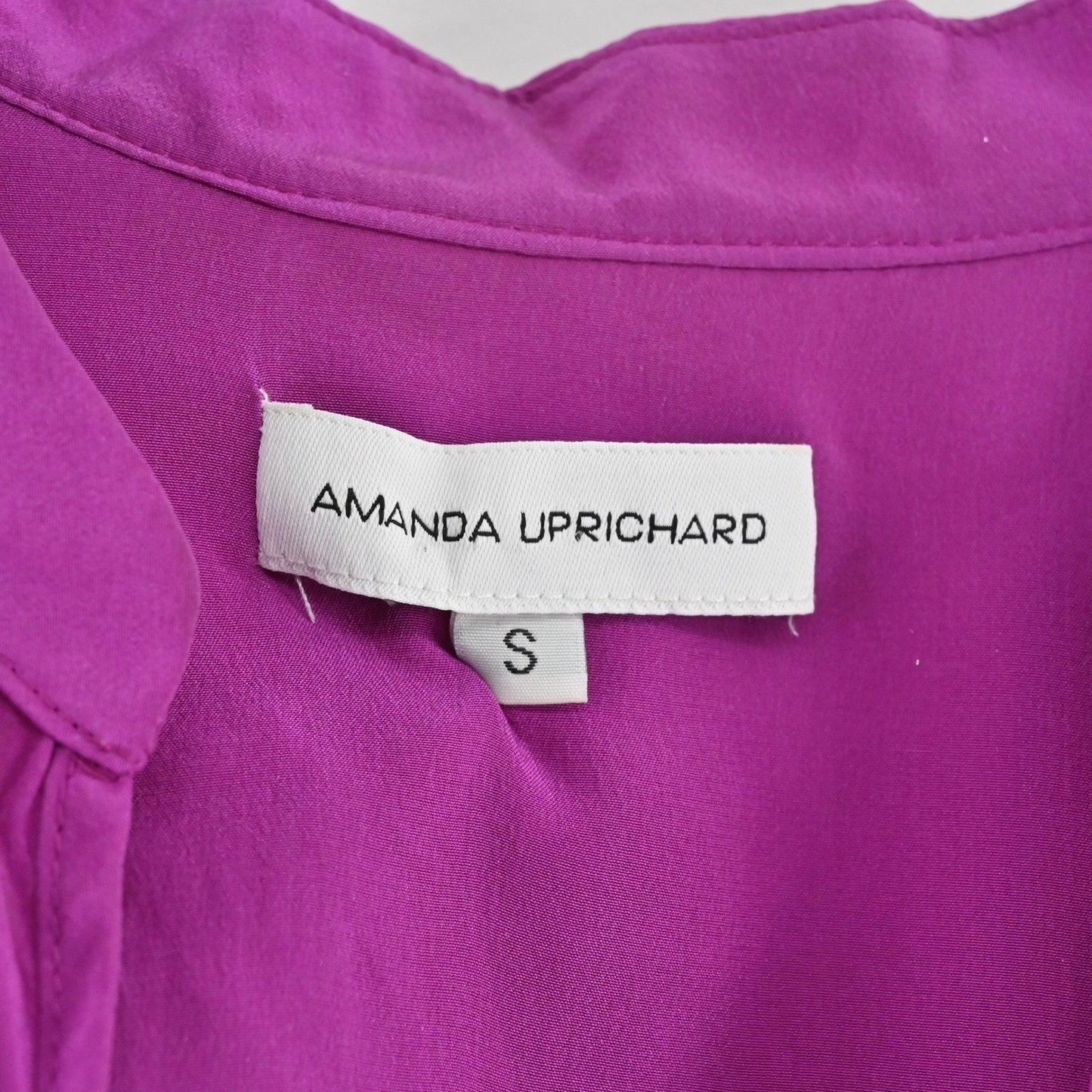 Amanda Uprichard Womens Silk Dress S Purple Vibrant Elegant V Neck Long Sleeve