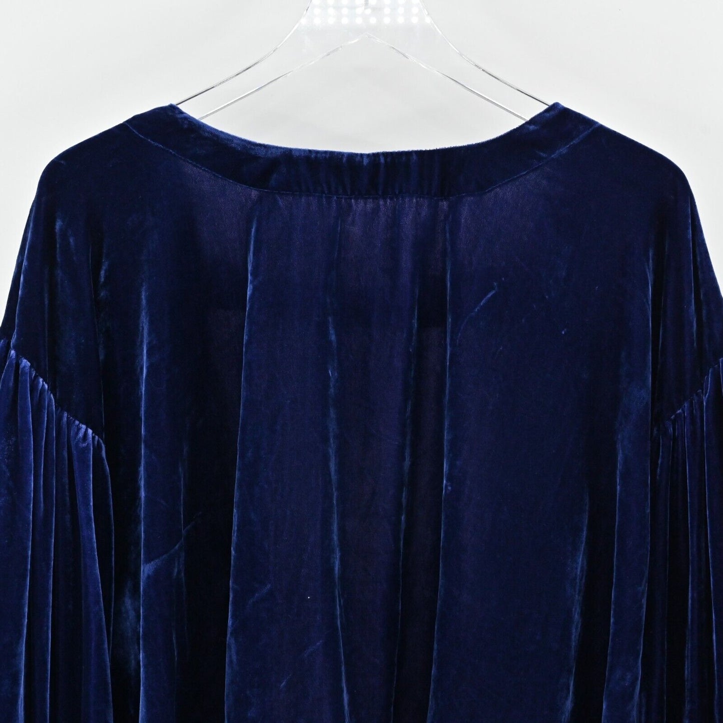 FREE PEOPLE Top Womens Sz M Blue Gimme Some Lovin' Velvet Open Back Blouse Boho