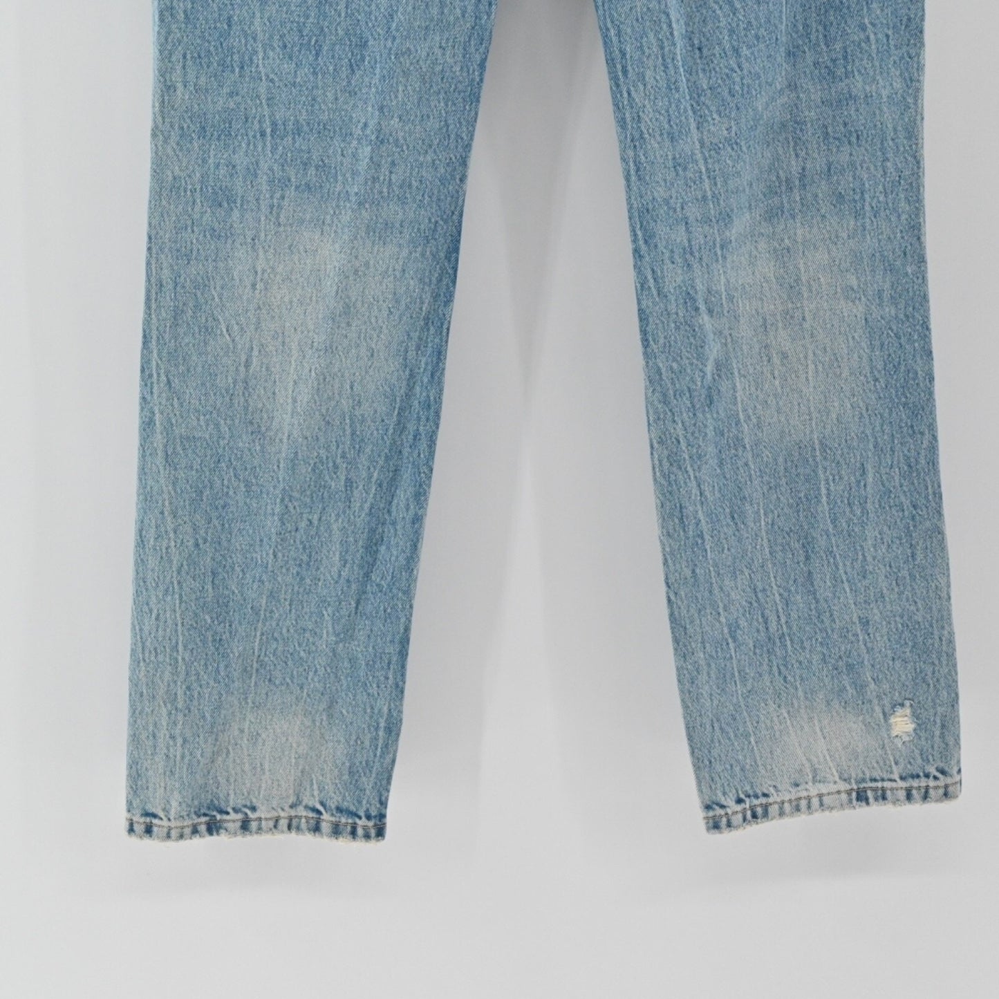 ZARA Womens Button Fly Jeans Size 4 Straight Leg Light Wash Distressed Mid Rise