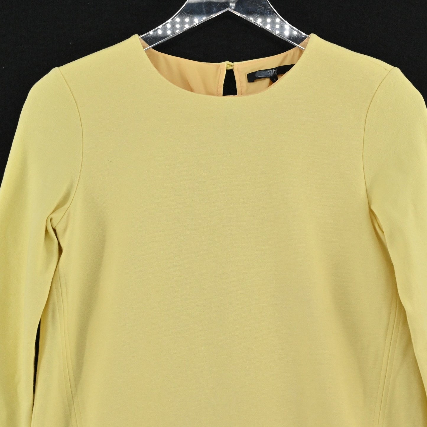 Tibi Yellow Shift Dress Size S Mod Retro Pastel Round Neck Minimalist Modern