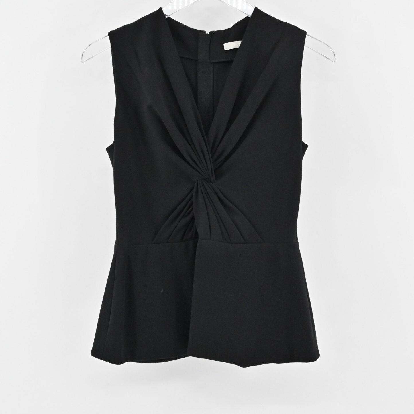 JASON WU Top Womens Size 6 Black Sleeveless Twist Front Ponte Peplum Blouse