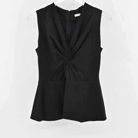 JASON WU Top Womens Size 6 Black Sleeveless Twist Front Ponte Peplum Blouse
