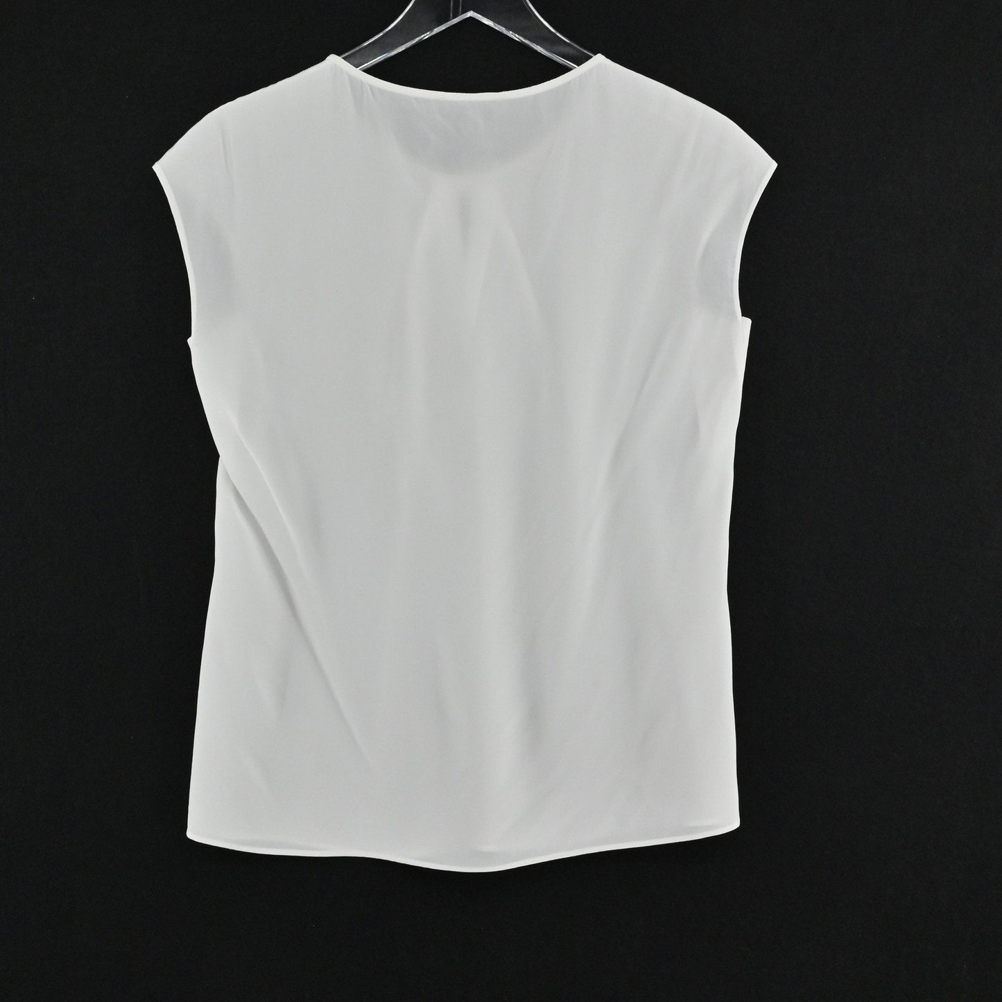 Escada Womens Pleated White Top Size 34 Quiet Luxury Sleeveless Blouse Elegant
