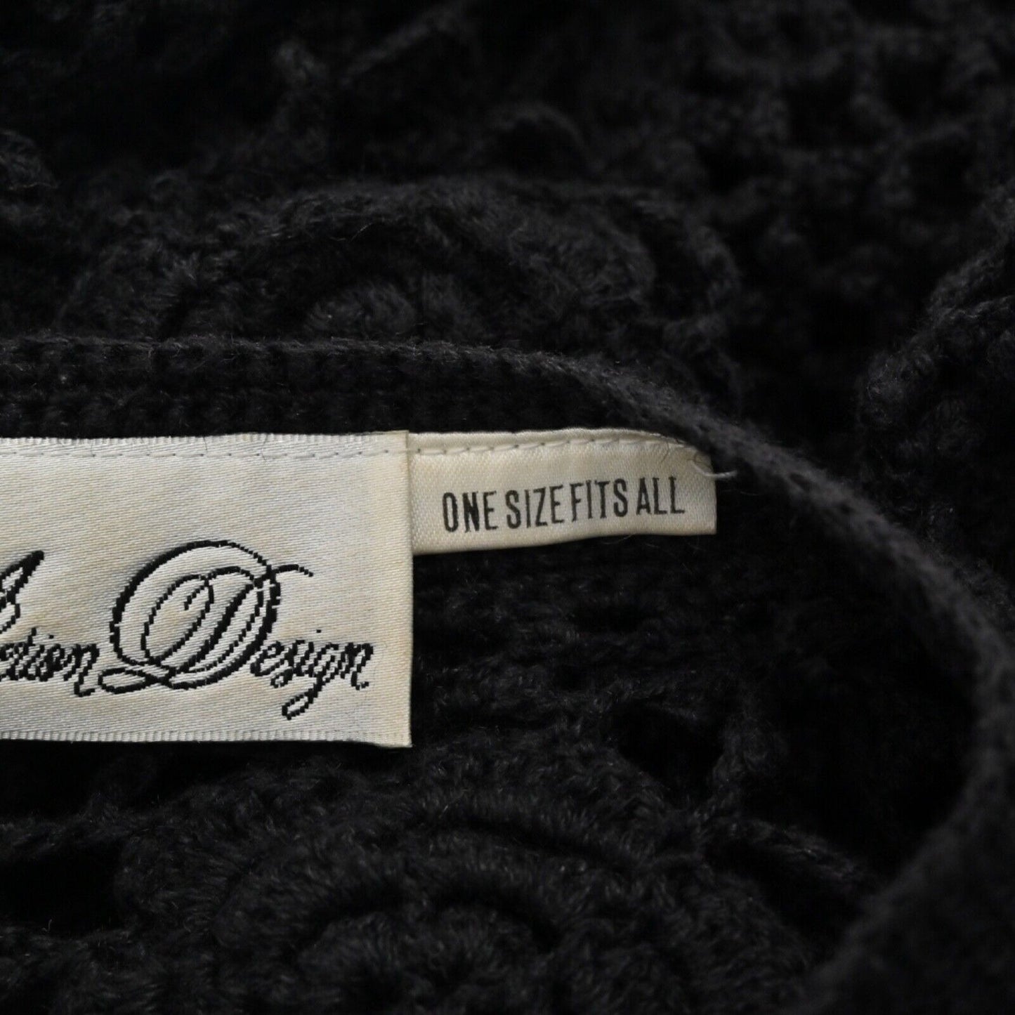Vtg BODY ACTION DESIGN Cardigan Womens One Size Black Floral Crochet Cotton 90s