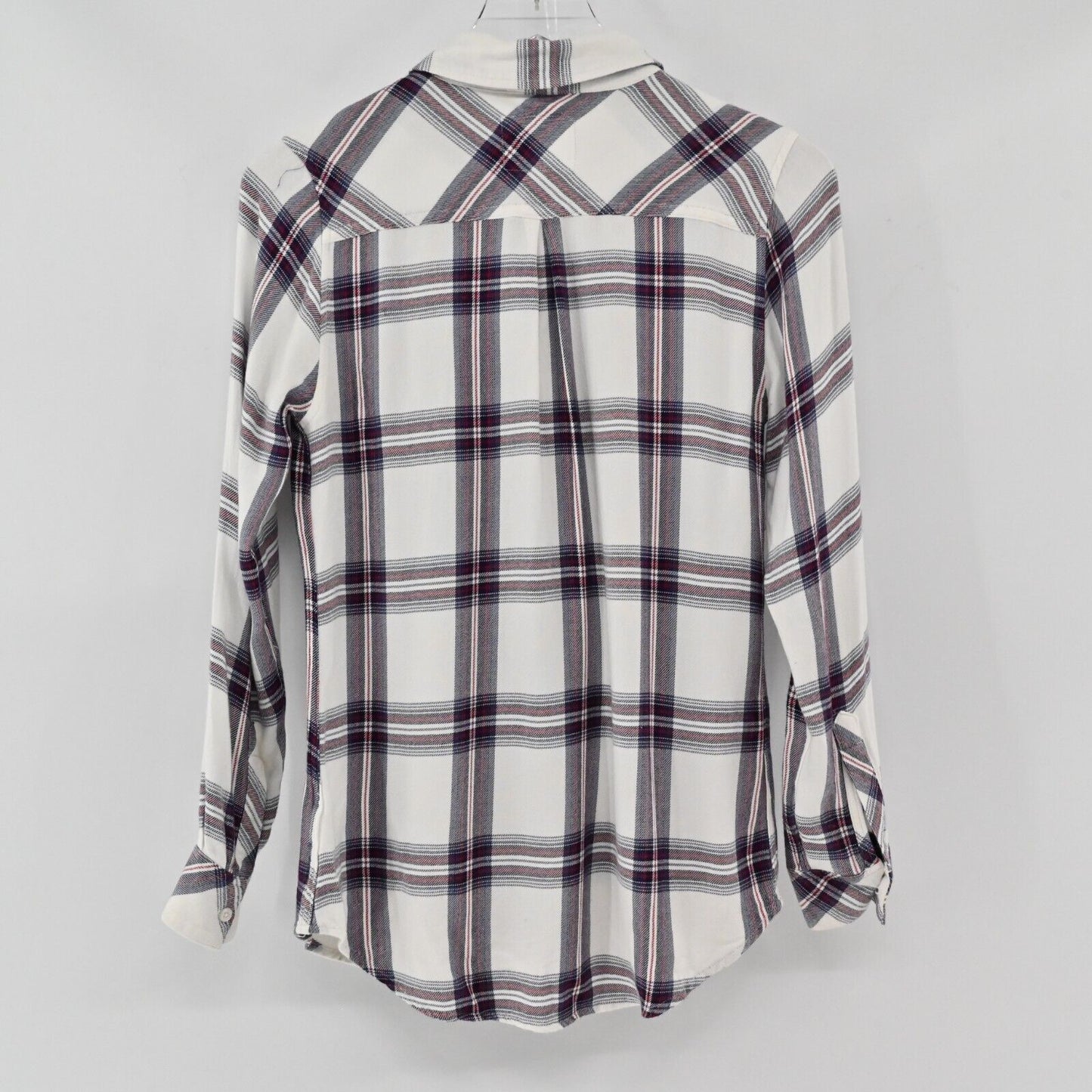 RAILS Top Womens Sz XS Hunter Button Down Plaid White Scarlet Long Sleeve Blouse