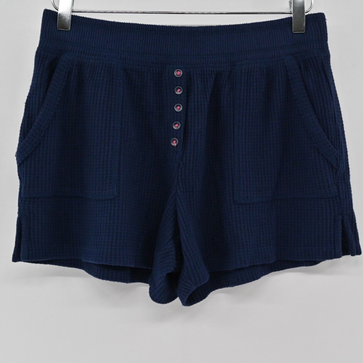 ANTHROPOLOGIE Shorts Womens Size S Blue Wendy Waffle Knit Lounge SATURDAY SUNDAY