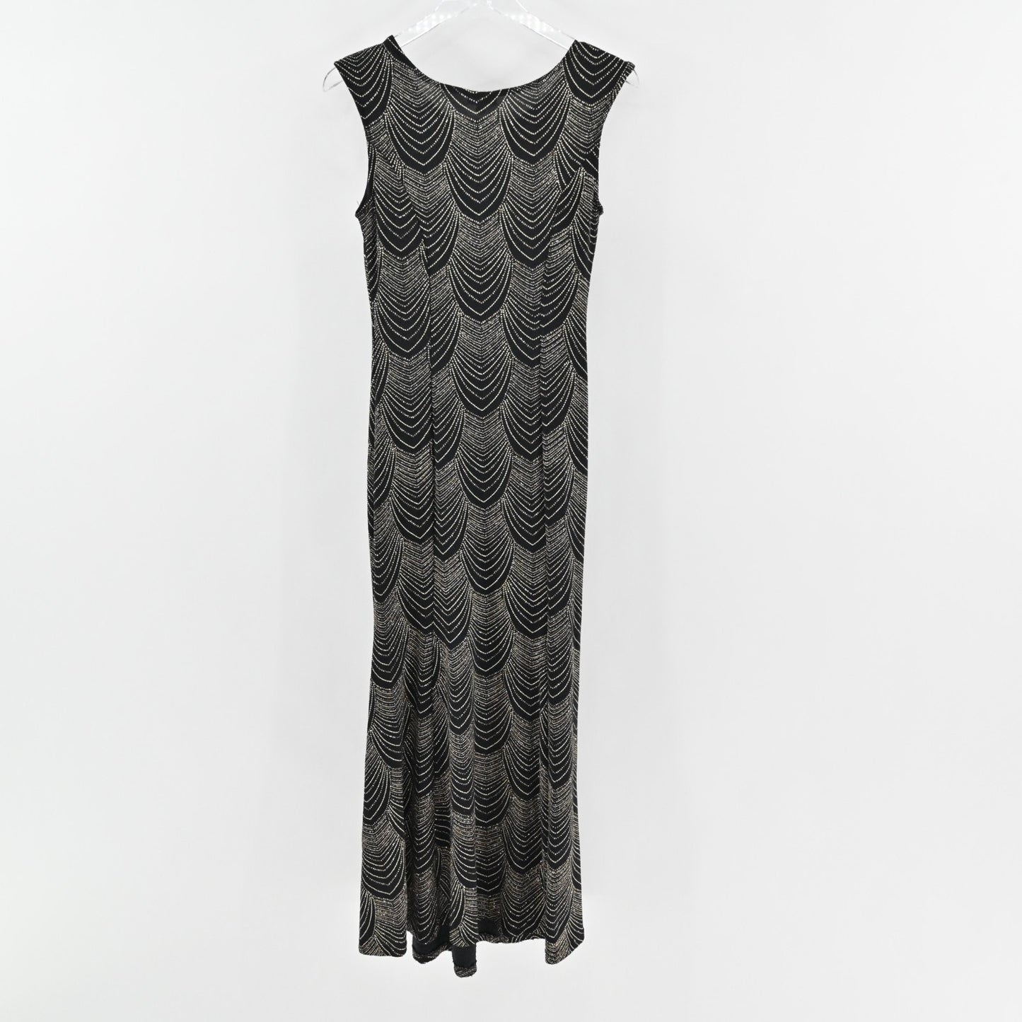 Vtg Y2k Whimsigoth Dress Size M Black Gown Sleeveless Gold Metallic Fairygoth