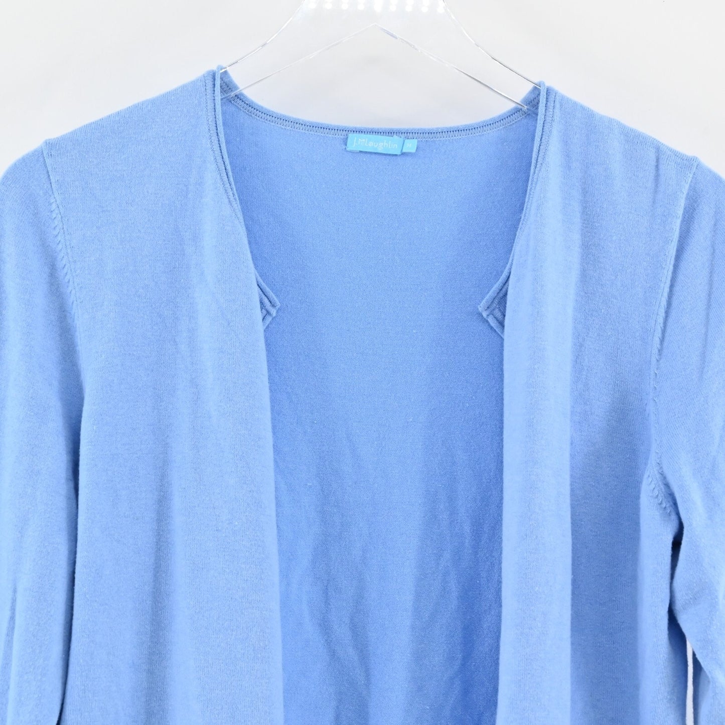 J MCLAUGHLIN Cardigan Sweater Womens Size M Solid Blue Cotton Modal Blend Knit