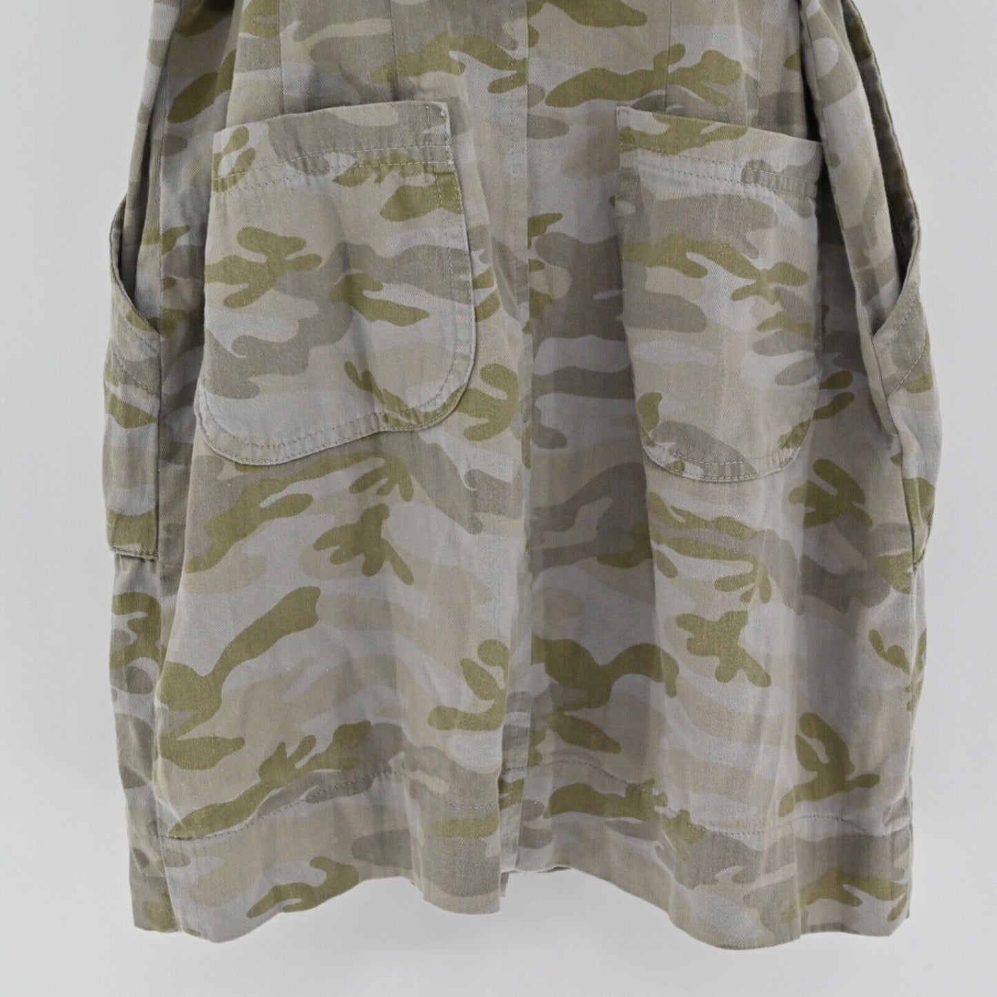 HARD TAIL Dress Womens Sz XS Camo 100% Cotton Belted Button Front Cap Sleeve Y2k