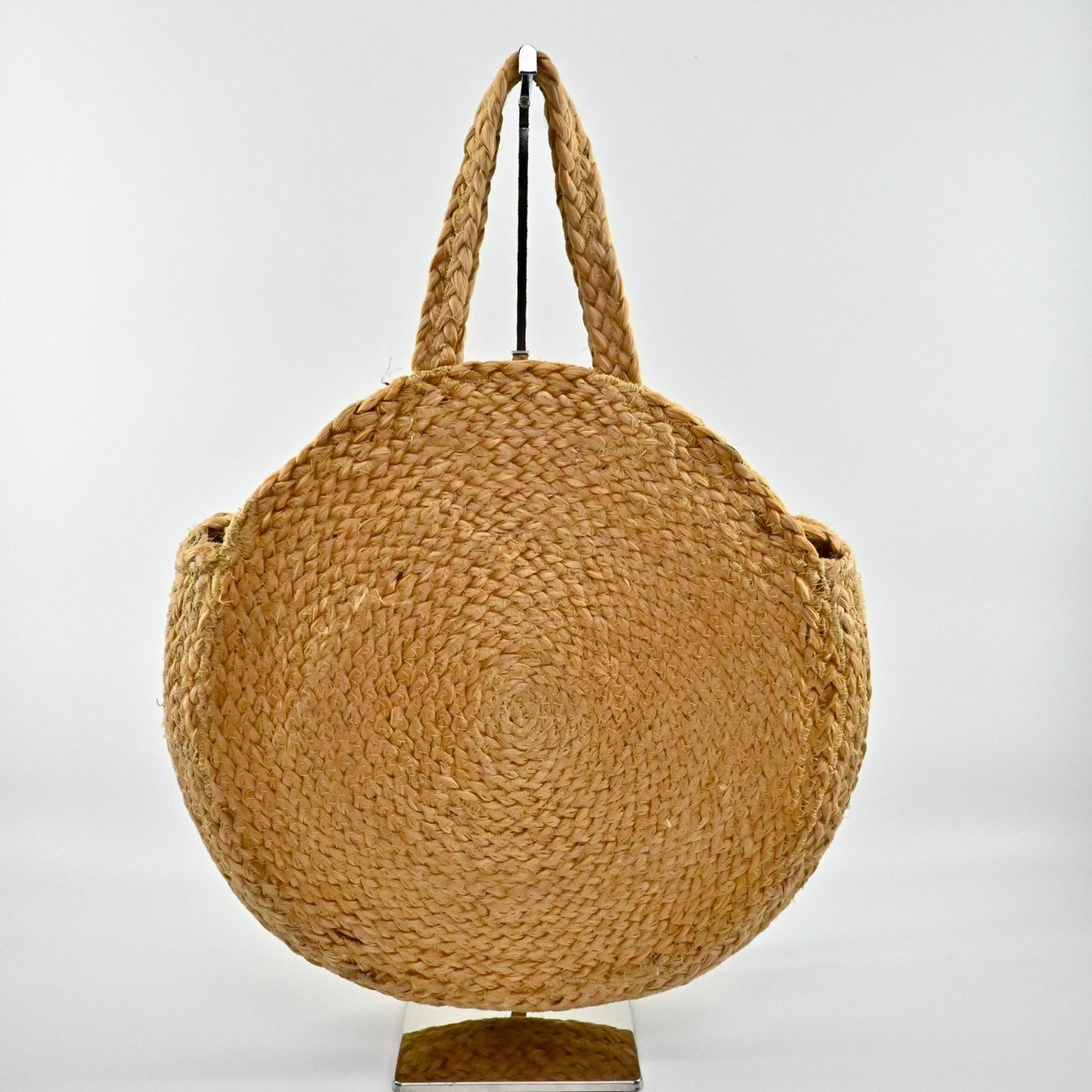 Shiraleah Natural Woven Jute Bag Pink Escape Vacation Beach Casual Circle Tote