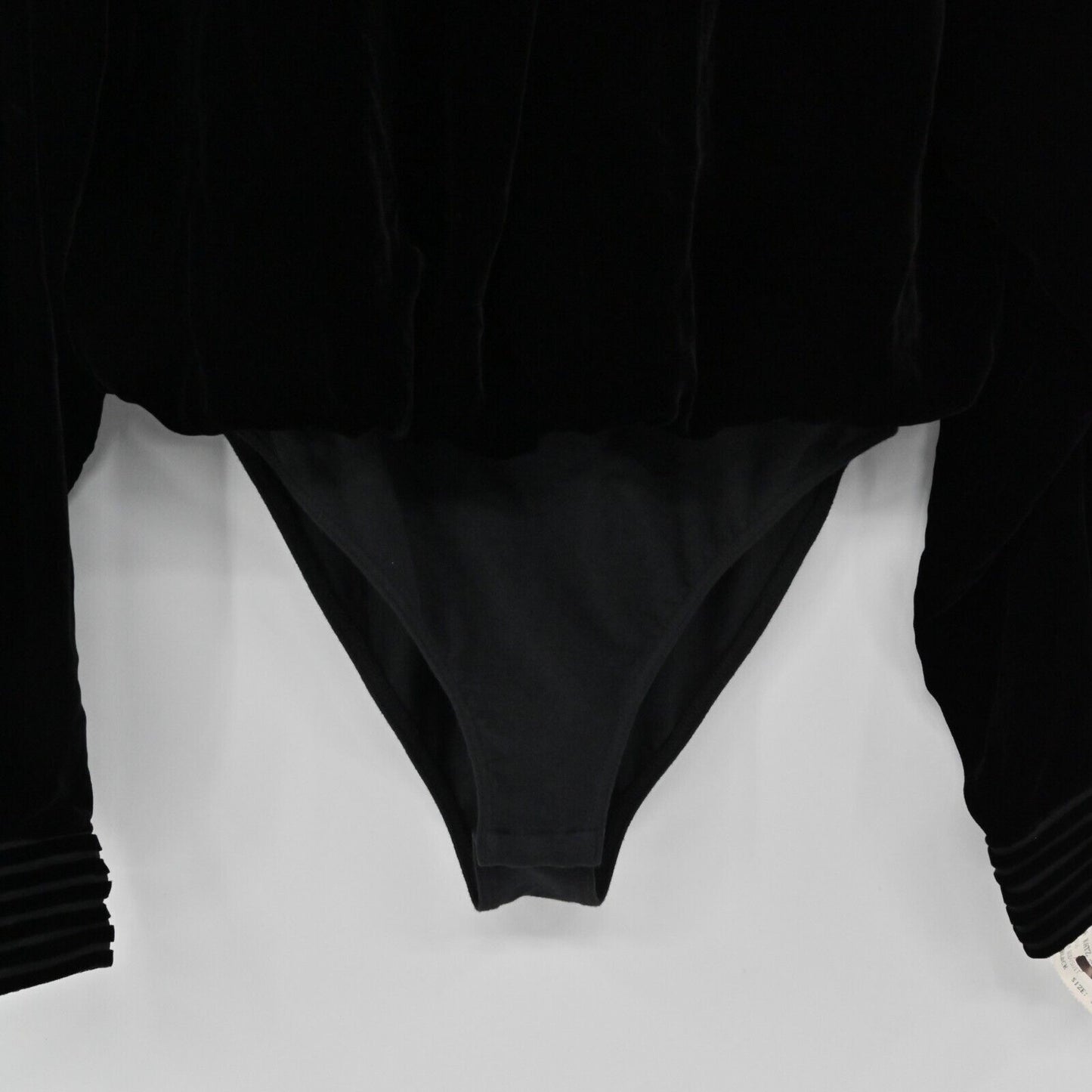 Vtg BARBARA KATZ Velvet Bodysuit Womens Size S Black Long Sleeve 80s Deadstock