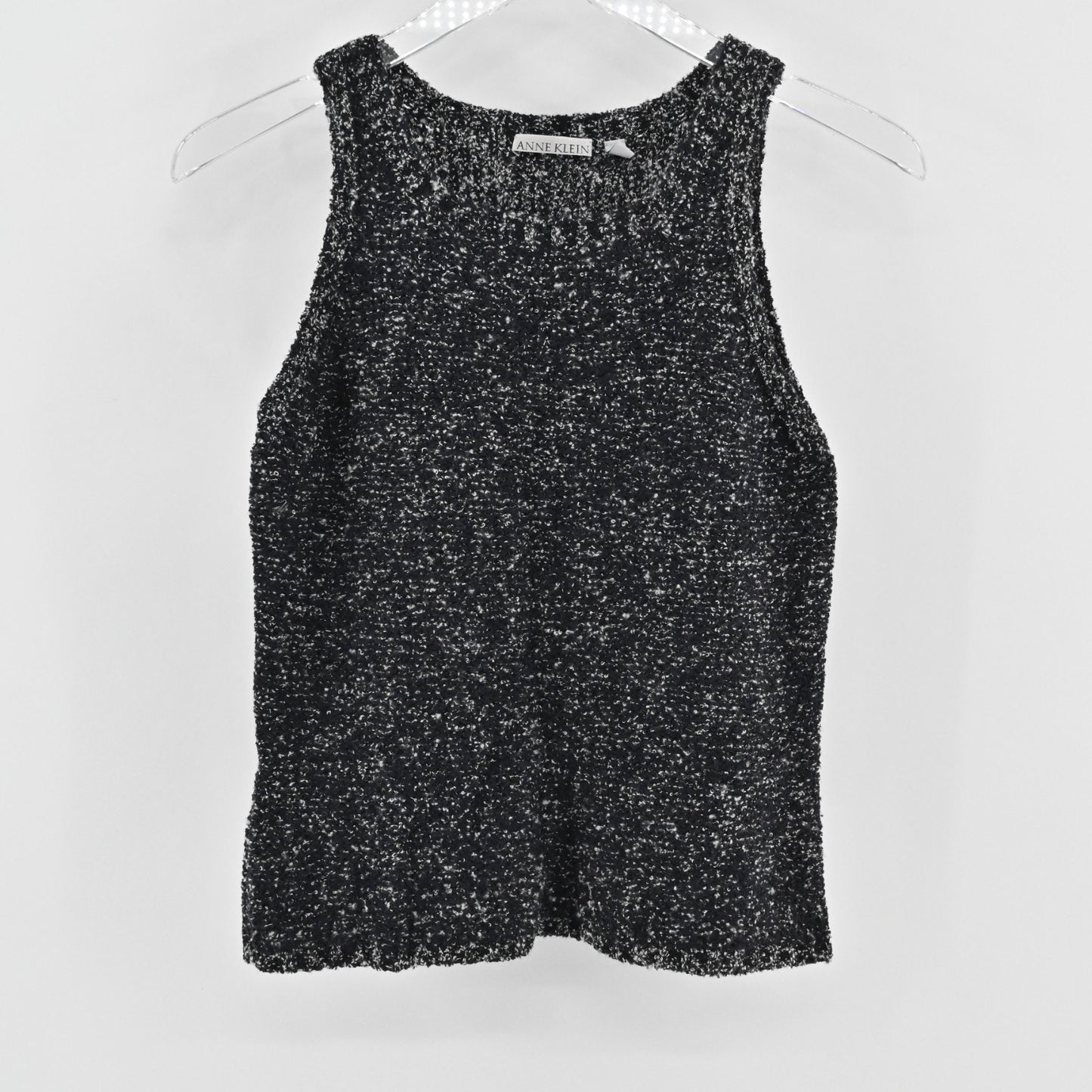 Vtg ANNE KLEIN Womens Wool Sleeveless Top Size S Gray Sweater Academia Corpcore