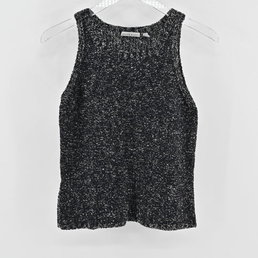 Vtg ANNE KLEIN Womens Wool Sleeveless Top Size S Gray Sweater Academia Corpcore