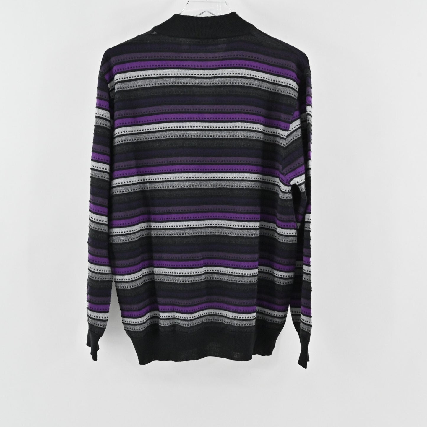 MAREMMA Wool Sweater Mens Size XL Purple Stripe Blend Knit Quarter Zip Italy