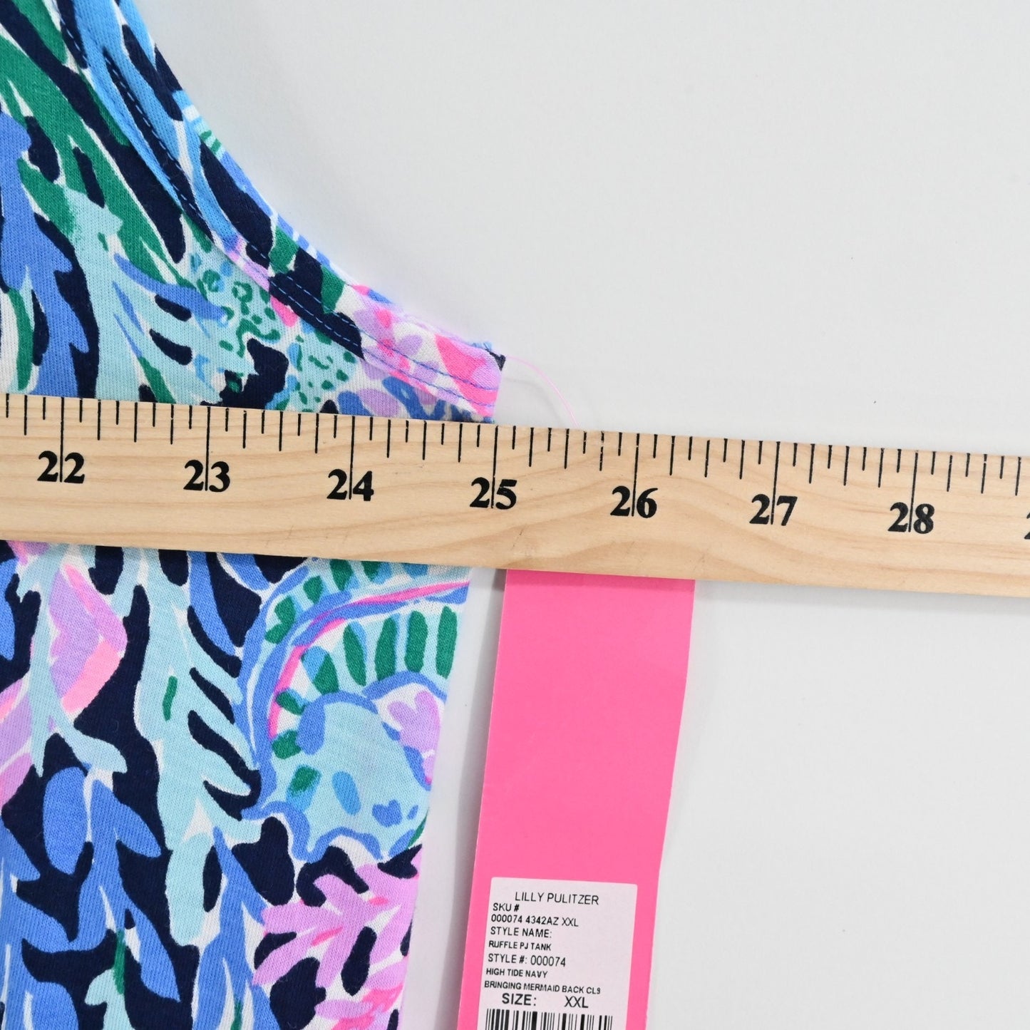 Lilly Pulitzer Womens Ruffle PJ Tank Size XXL High Tide Navy Bringing Mermaid