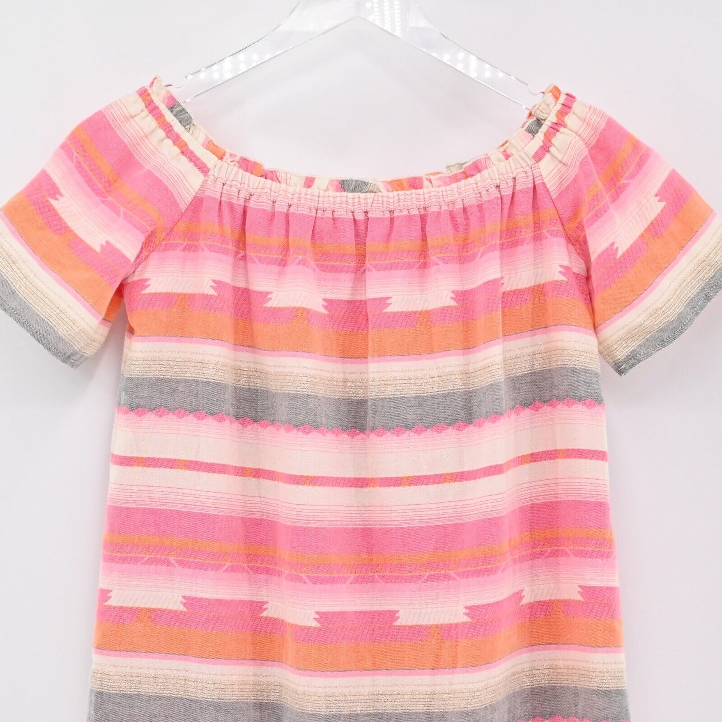 ANTHROPOLOGIE Dress Womens Sz XS Drew Pink Aztec Stripe OTS Cotton Southwestern