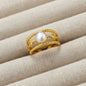18K Gold Plated Stainless Steel Spiral Disc Adjustable Ring