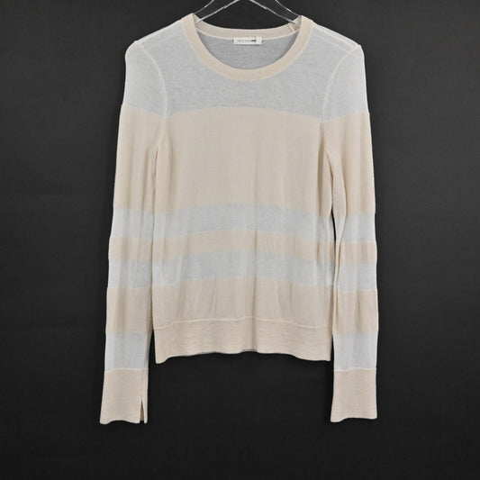RAG BONE Womens Sweater Merino Wool Size M Vivi Crew Lightweight Stripe Neutral