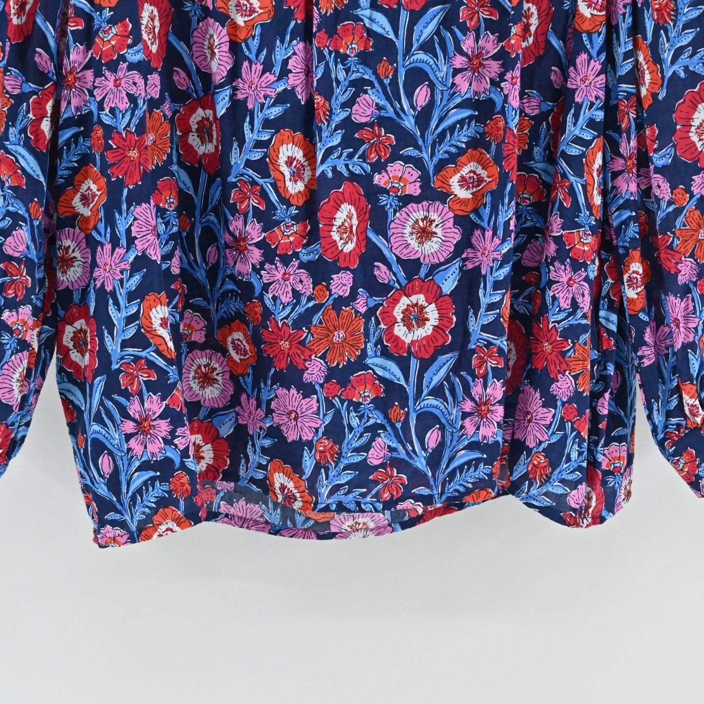 Vineyard Vines Tisbury Floral Square Neck Top Size XL Peasant Boho Cotton Blouse