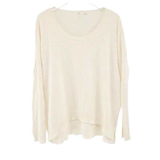 ANTHROPOLOGIE Sweater Womens Size M MOTH Long Sleeve Knit Scoop Neck Ivory Boho