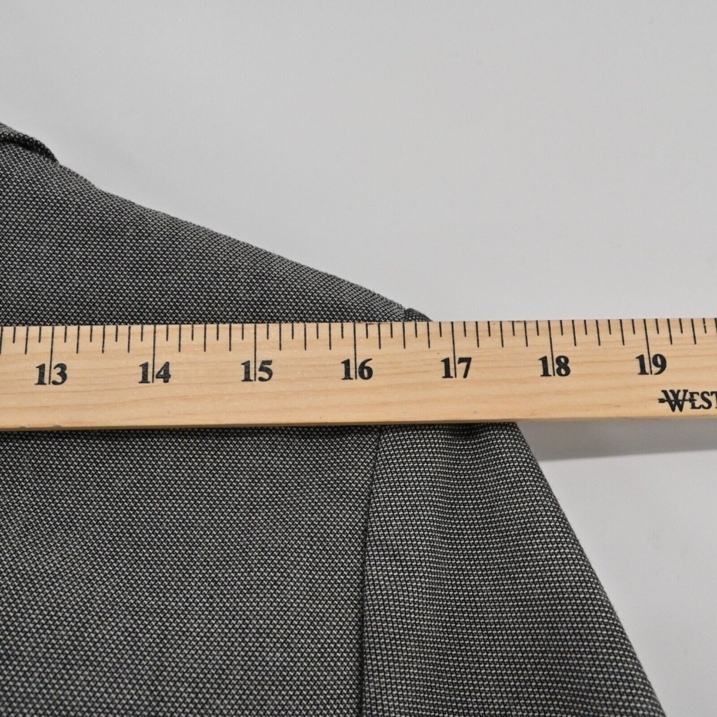 WHBM Blazer Womens Sz M Gray Black Ruffle Front Flip Cuff Retro Office Career