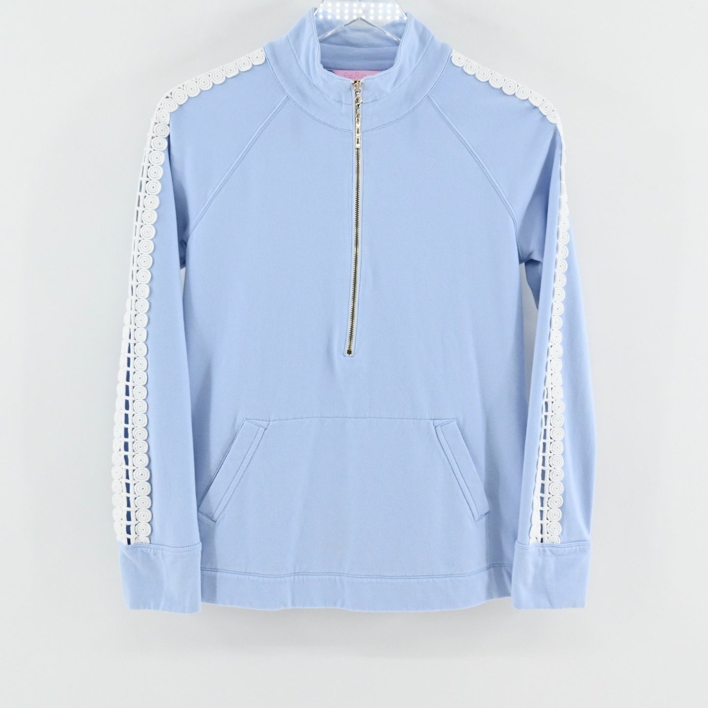 Lilly Pulitzer Womens Skipper Pullover Size S Crew Blue Embroidered Sweatshirt