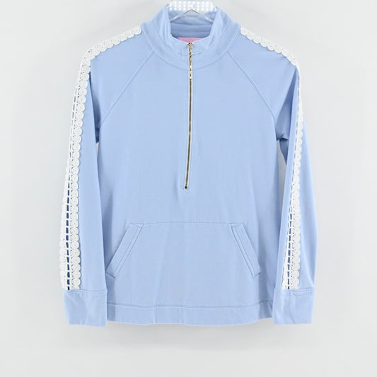 Lilly Pulitzer Womens Skipper Pullover Size S Crew Blue Embroidered Sweatshirt