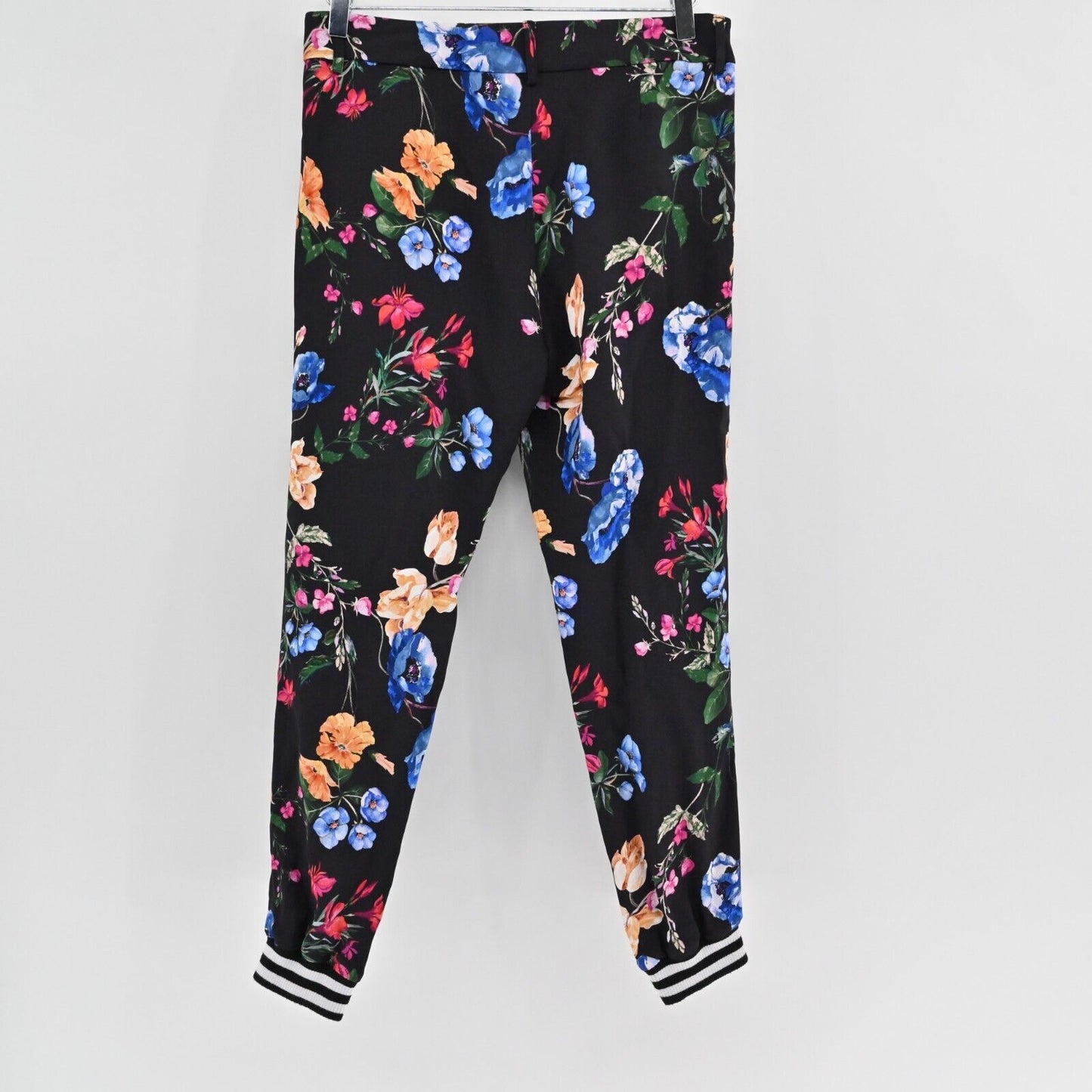PARKER Pants Womens Sz 4 Black Multi Sotero Floral Print Striped Joggers Pleated