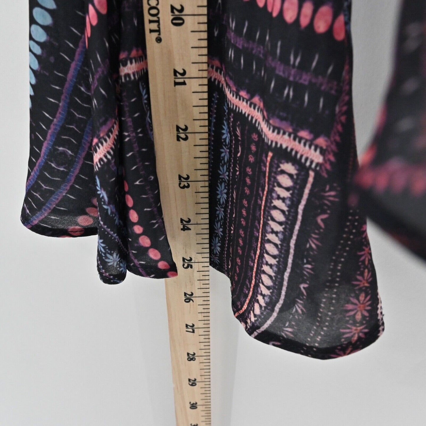 PARKER Top Women Sz XS Black Floral Stripe Mix Print Bell Sleeve V Neck Wrap NEW